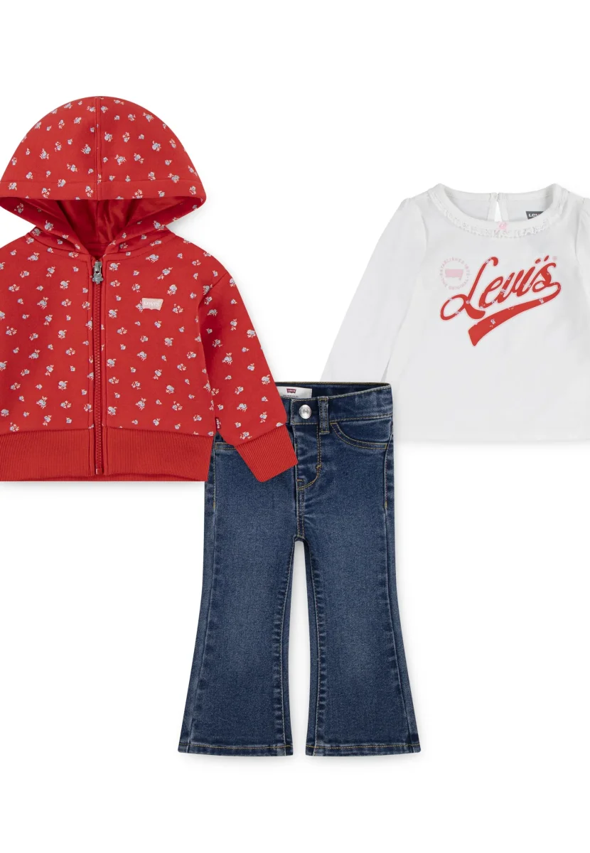 Completo 3 Pezzi Bambina con Felpa, T-shirt e Jeans | Levi’s