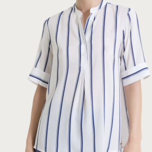 Blusa a Righe Spaziate in EcoSeta Fant. Oceana – Manica Corta Elegante