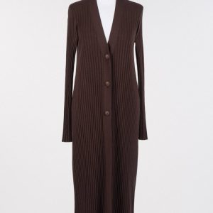 Cardigan Lungo Donna a Costine in Viscosa 