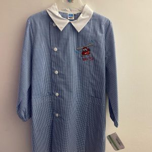 Grembiule a Quadretti Blu Asilo con Ricamo Elicottero – Taglia 6 Anni