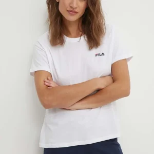 Pigiama donna FILA in cotone con pantaloncino – bianco e blu, leggero estivo