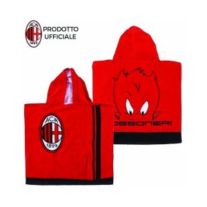Poncho bambino Milan prodotto ufficiale in spugna di cotone